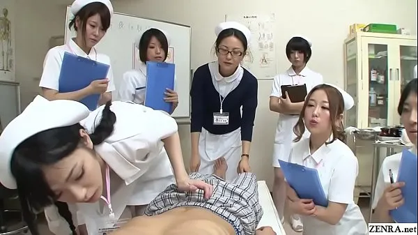 Hot JAV nurses CFNM handjob blowjob demonstration Subtitled clips Videos