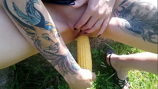 Hot Lucy Ravenblood fucking pussy with corn in public clips Videos