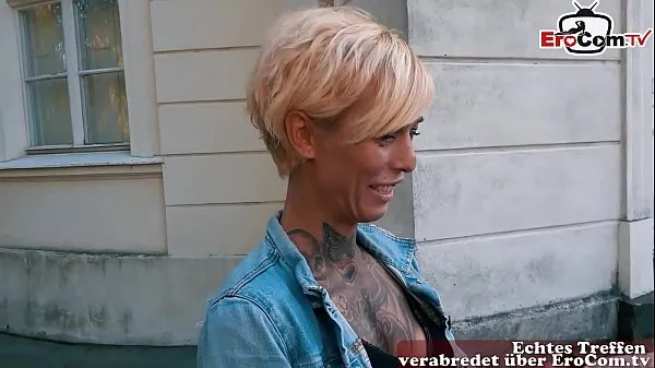 German blonde skinny tattoo Milf at EroCom Date Blinddate public pick up and POV fuck Video klip panas