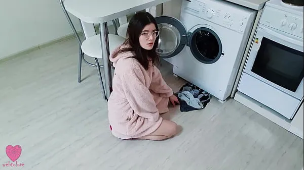 Hot My girlfriend was NOT stuck in the washing machine and caught me when I wanted to fuck her pussy clips Videos