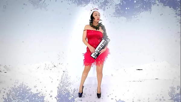 گرم Pretty lady secretary dressed as a gnome, Santa's assistant on Christmas eve کلپس ویڈیوز